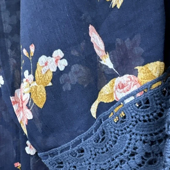 Rewind Floral Kimono Cardigan 3XL Sage Lace Trim Boho Lightweight Sheer Layer - Picture 4 of 8